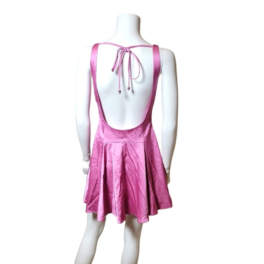 NWT $200 FREE PEOPLE Mallory Mini Dress Sugar Magnolia Pink Satin Revolve Size 4